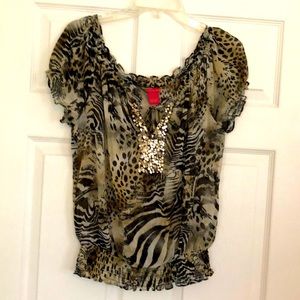 Women’s Sunny Leigh black dressy sequins top sz L